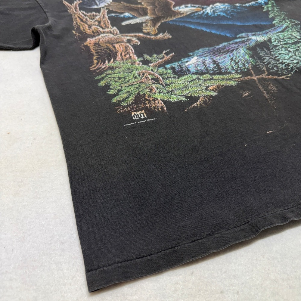 VTG 1993 Stand Out Designs Hidden Eagle Tee XL Black American Eagle Nature - Picture 5 of 16